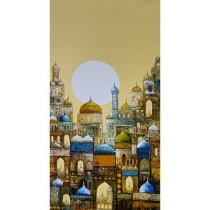 Javed Qamar, 12 x 24 inch, Acrylic on Canvas, Calligraphy Painting, AC-JQ-257